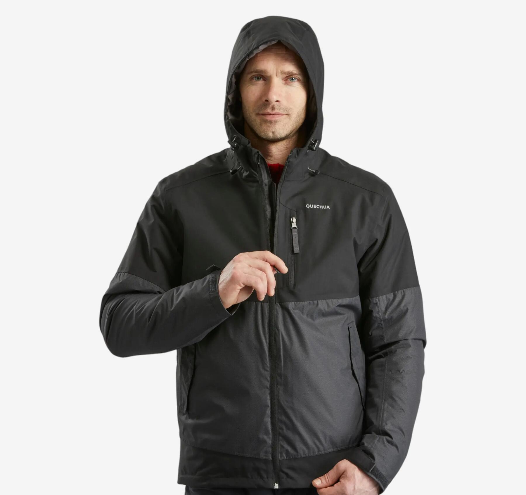 man wearing Quechua winter hiking jacket