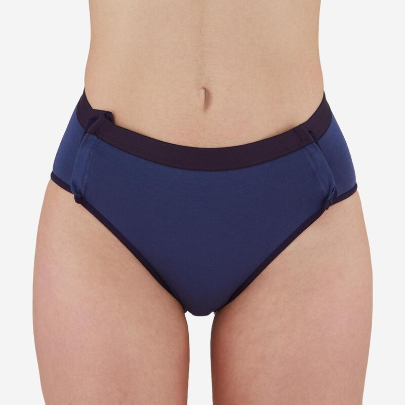 Slip donna blu petrolio apribile con velcri laterali