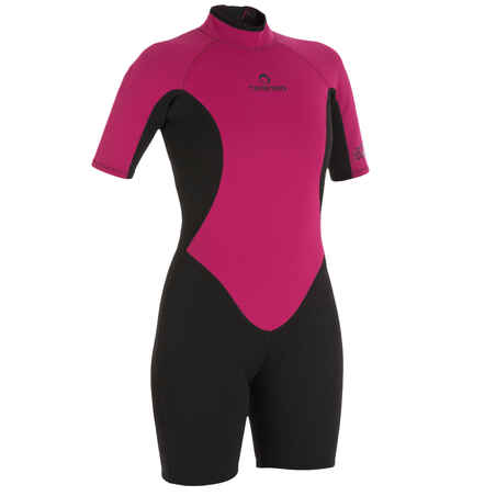 TRAJE TIPO SHORTY  Neopreno 1,5 mm Surf Mujer 100 PB Morado