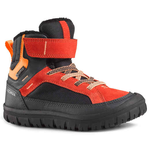 
      Children's Warm Rip-Tab Snow Hiking Shoes Warm Mid SH500 - Red
  