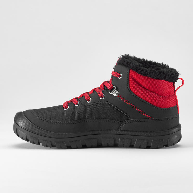 รองเท้าเด็กหุ้มข้อให้ความอบอุ่นแบบเชือกผูกสำหรับเดินป่าท่ามกลางหิมะรุ่น SH100 Warm (สีดำ)