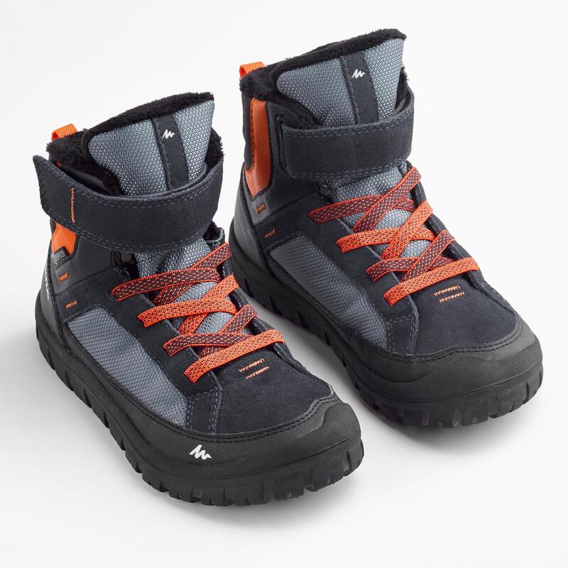Dětské turistické nepromokavé boty na suchý zip SH 500 Warm 