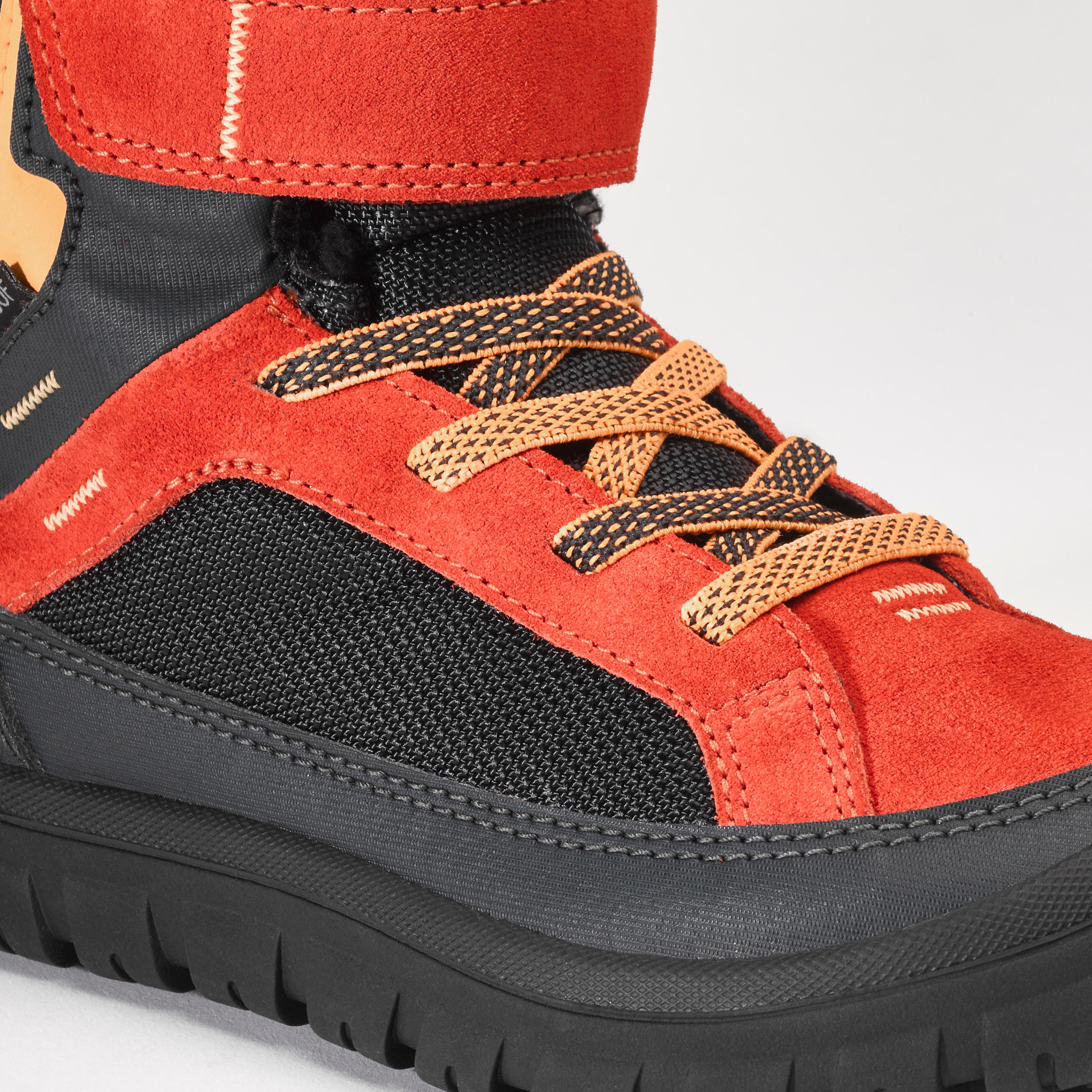 Children's Warm Rip-Tab Snow Hiking Shoes Warm Mid SH500 - Red 5/5