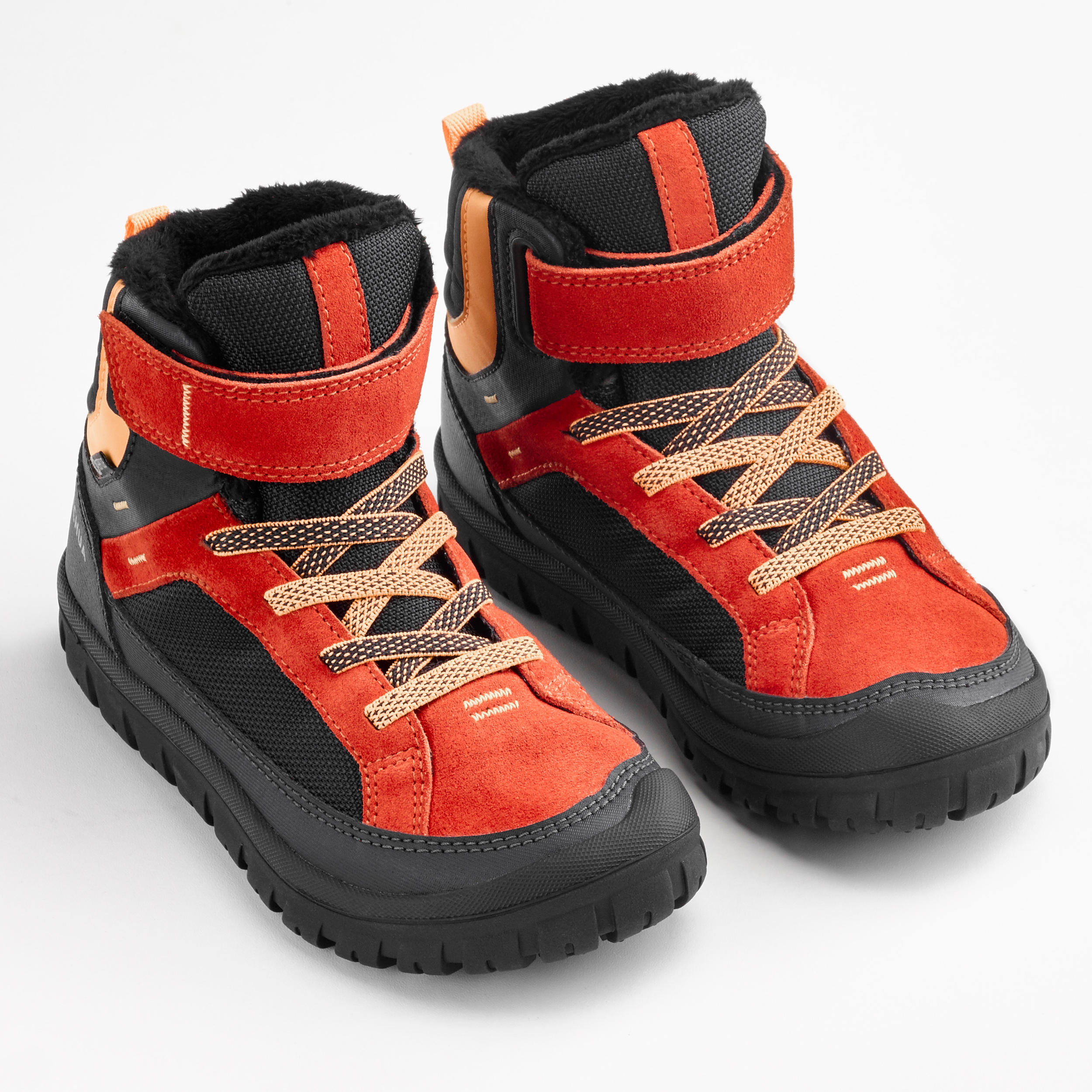 Children's Warm Rip-Tab Snow Hiking Shoes Warm Mid SH500 - Red 4/5