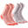 兒童款保暖雪地健行中筒襪SH100－珊瑚紅／灰色。