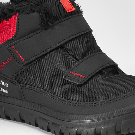 Дитячі черевики SH100 Warm для зимового туризму, на липучках - Чорні