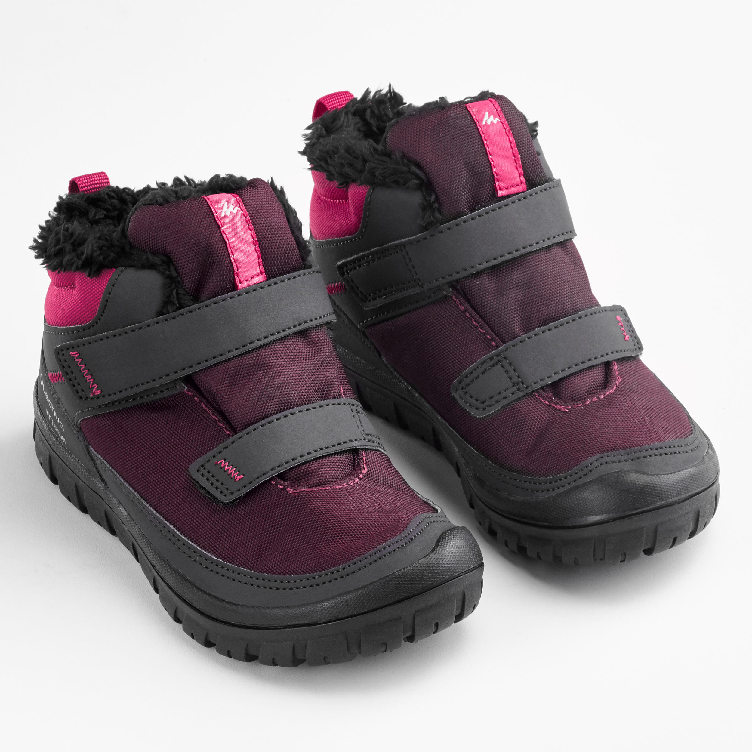 Kids' Waterproof Hiking Boots – SH 100 Plum/Pink - QUECHUA