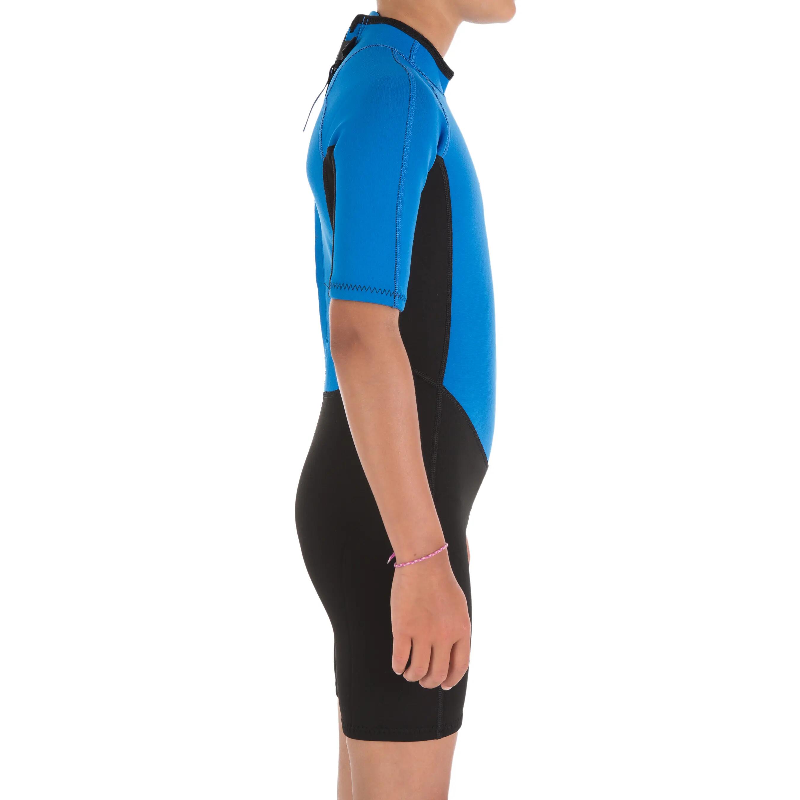 100 Children's Neoprene Shorty Surfing Wetsuit - Blue 11/13