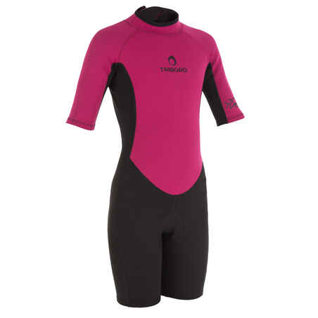 TRAJE TIPO SHORTY Neopreno 1,5 mm Surf Niños 100 PB Morado