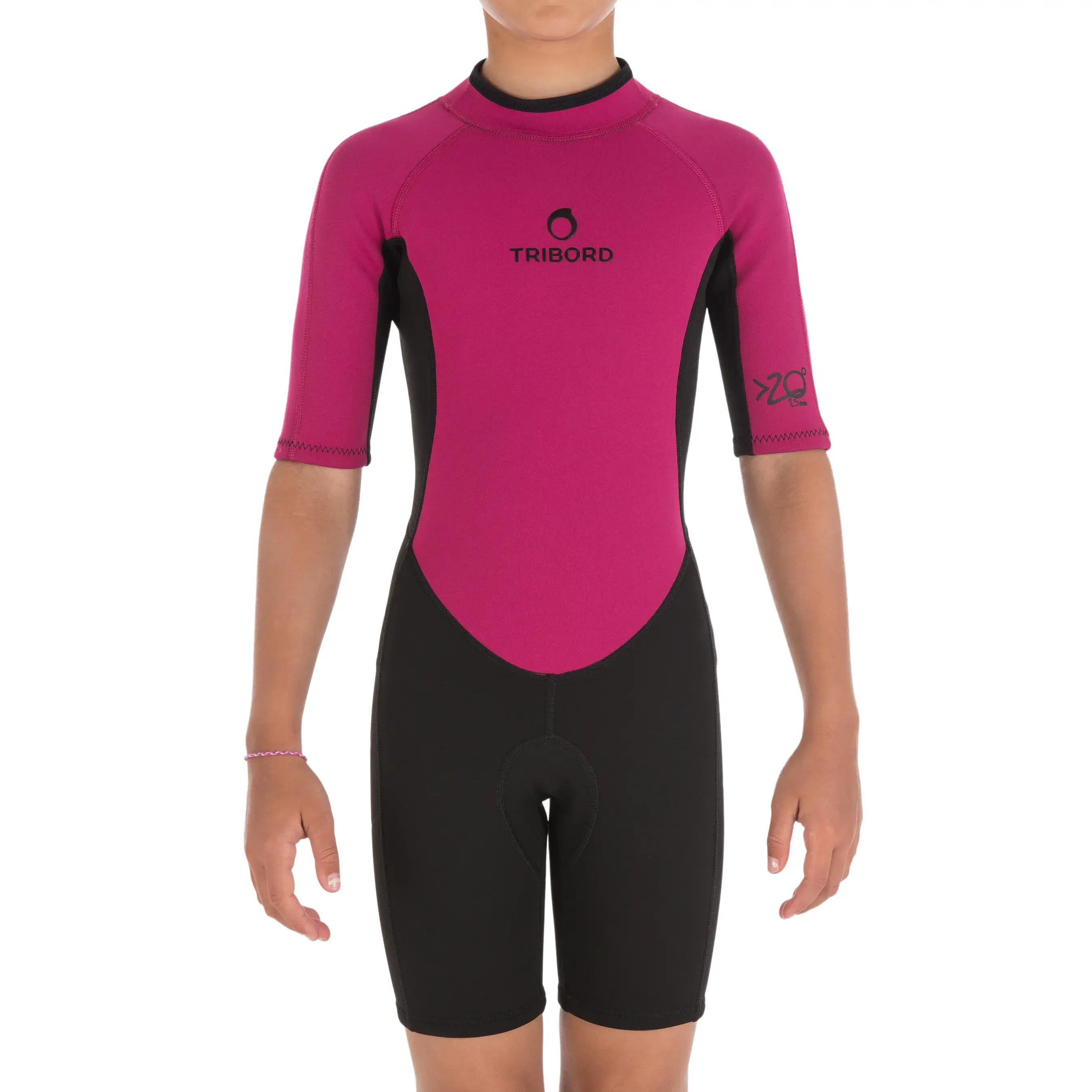100 Children's Neoprene Shorty Surfing Wetsuit - Purple 10/13