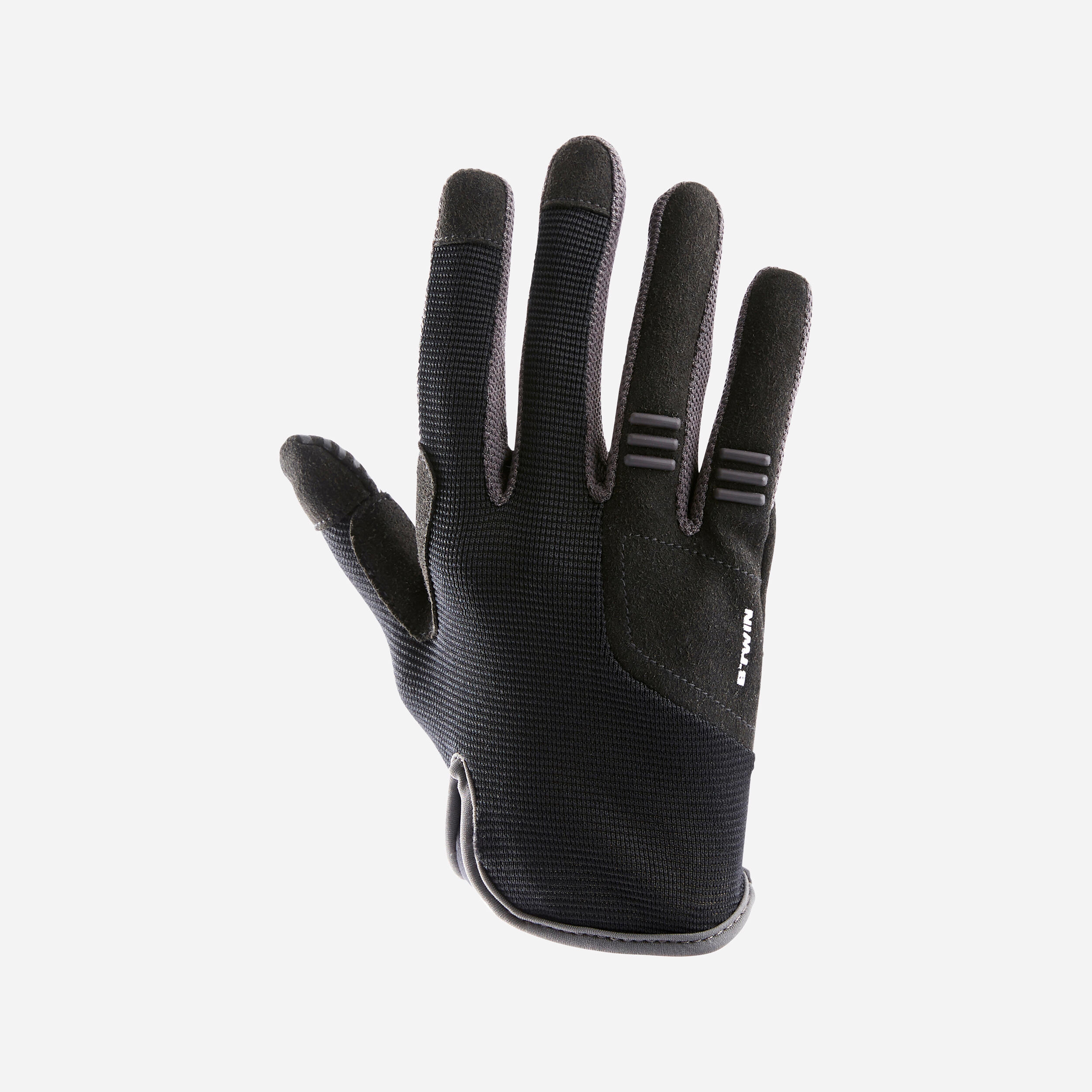 BTWIN Kids' Long Cycling Gloves - Black/Grey