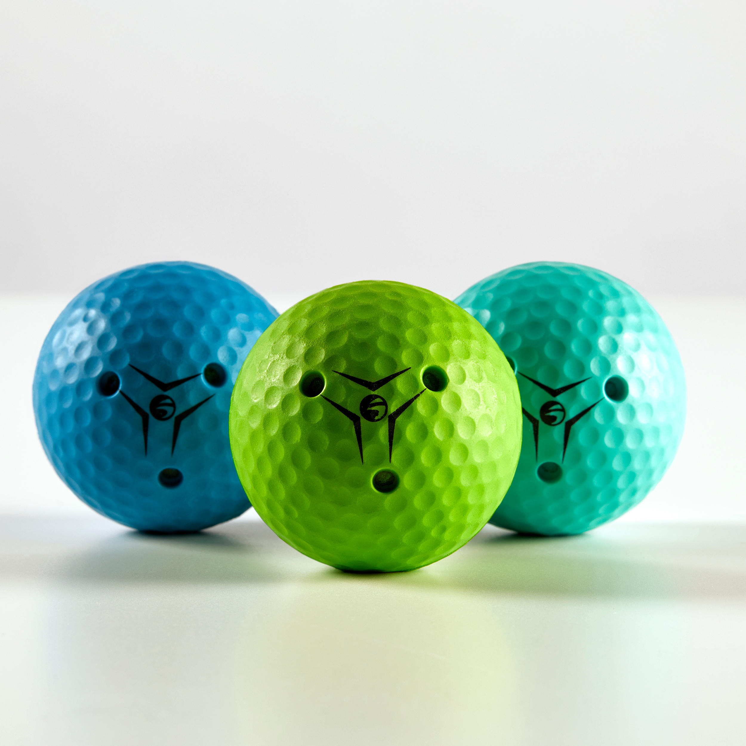 Lot de 3 balles de golf pour coups roulés – bleu et vert - INESIS