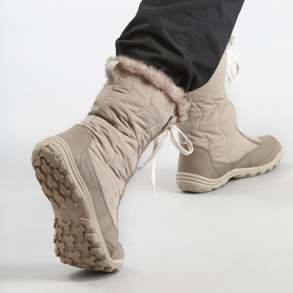 Women's Warm Waterproof Snow Lace-Up Boots - SH500 X-WARM