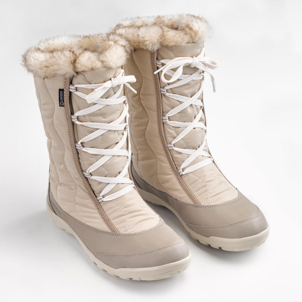 Women's Warm Waterproof Snow Lace-Up Boots - SH500 X-WARM