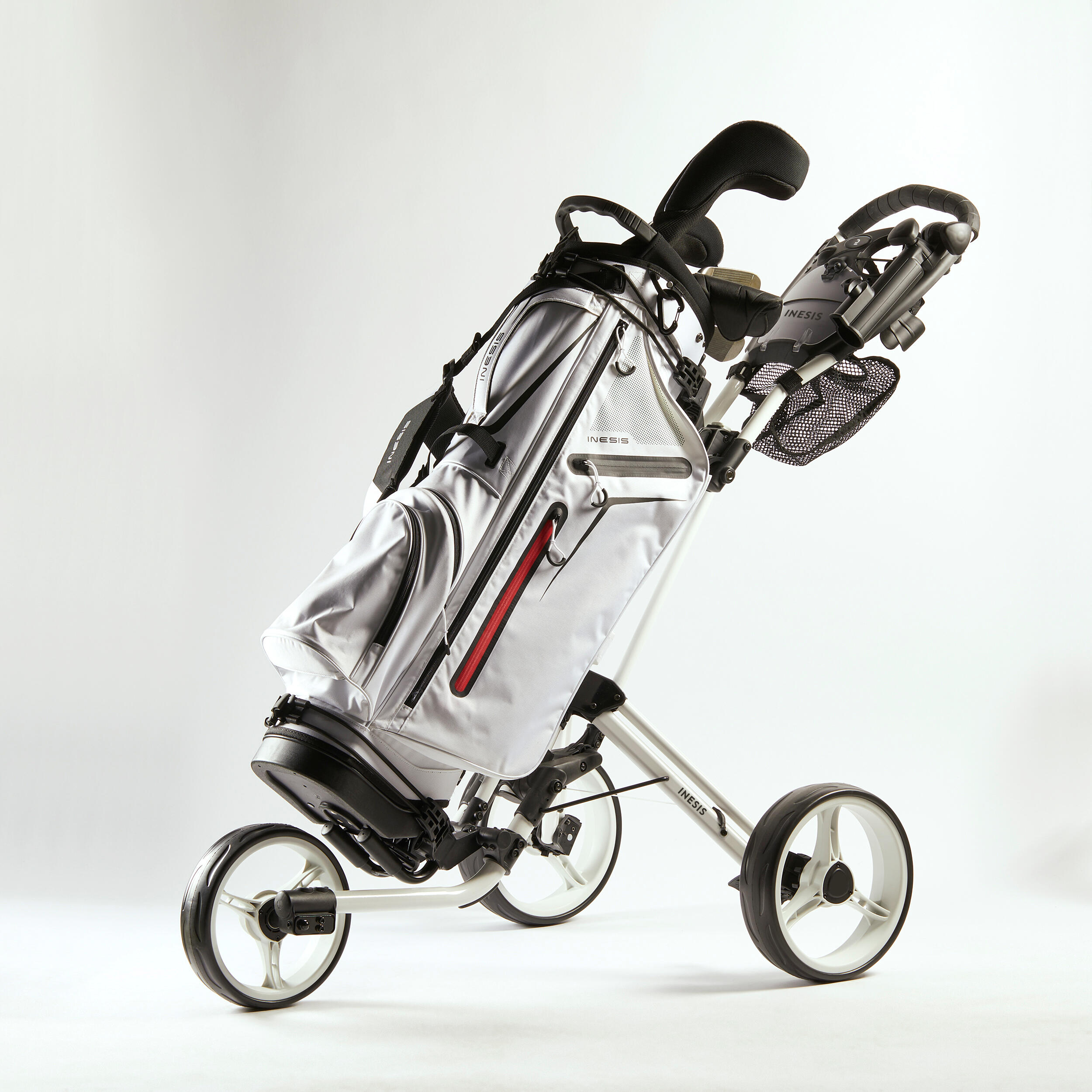 3-Wheel Compact Golf Trolley - Inesis 900 White - INESIS