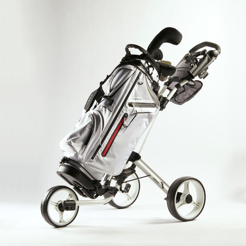 CHARIOT GOLF - INESIS 3 ROUES COMPACT BLANC