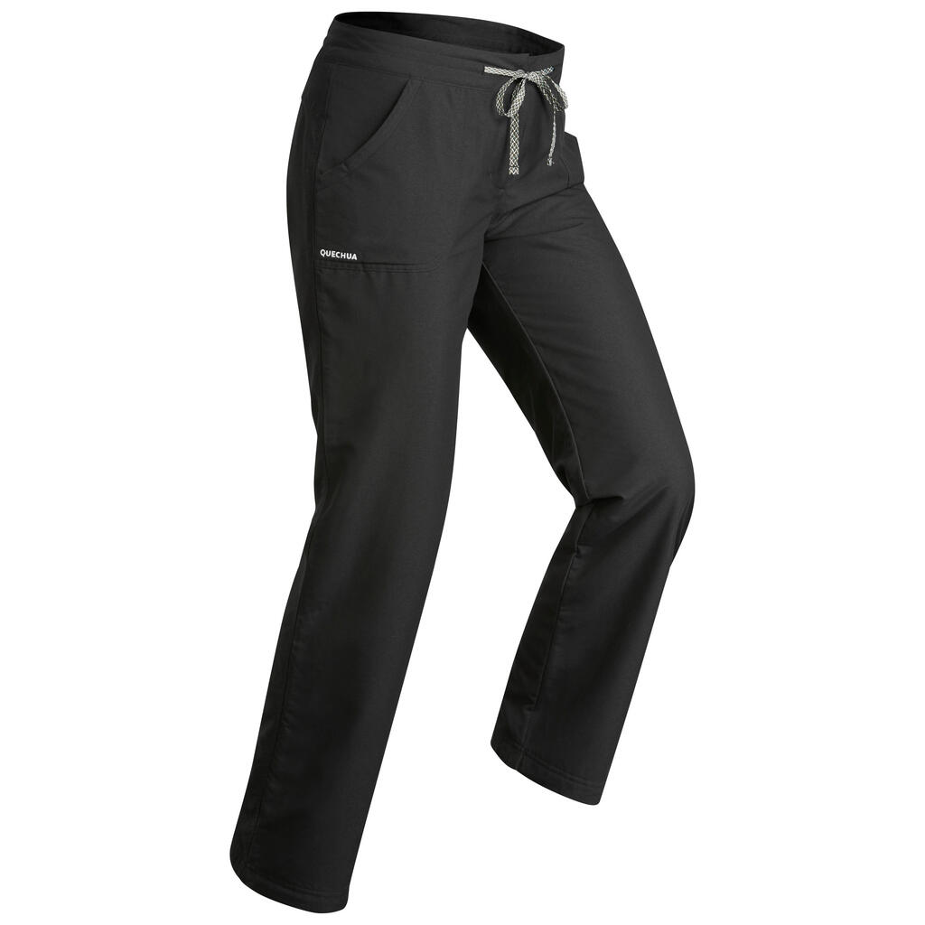 Pantalón cálido de senderismo mujer SH100 ultra-warm negro 