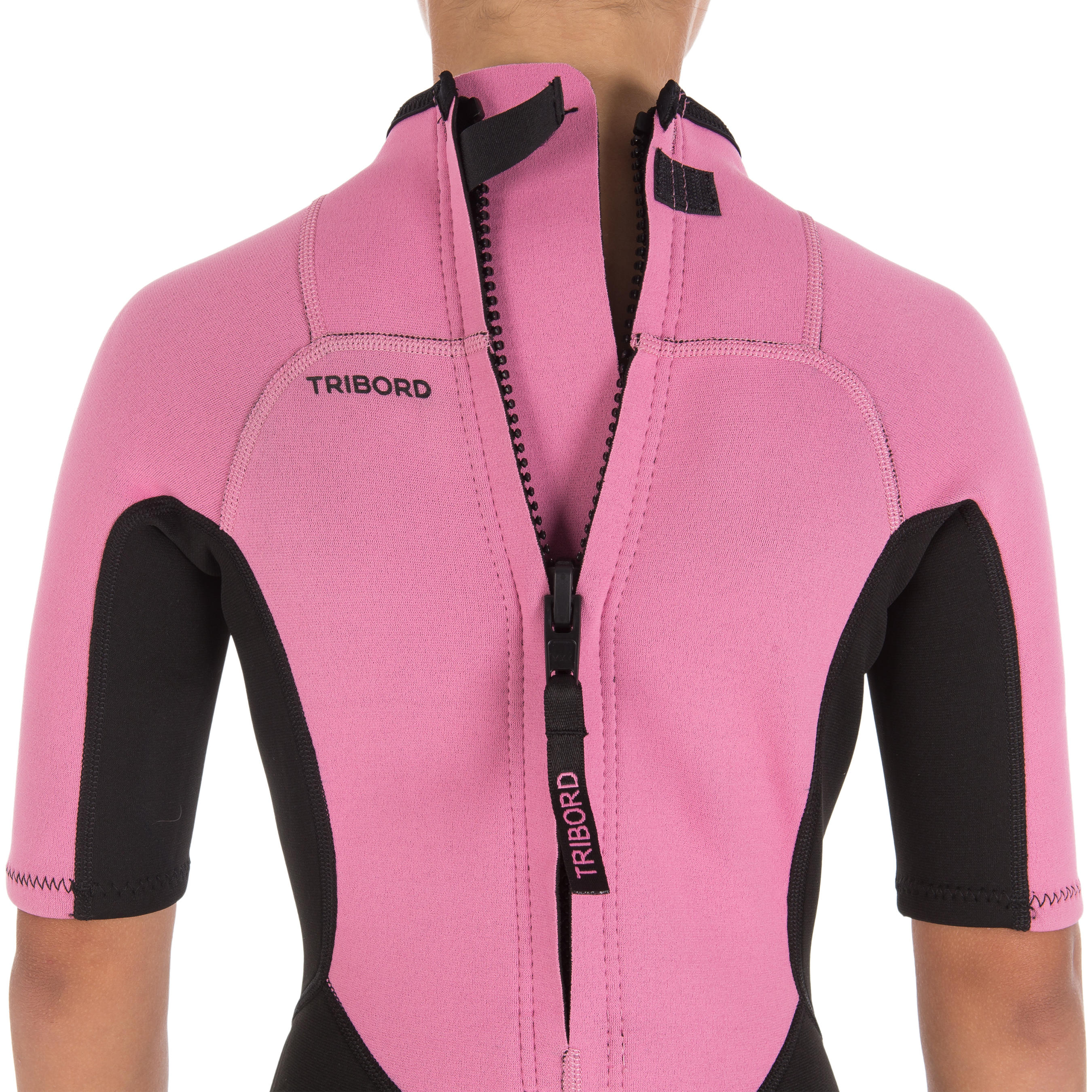 100 Children's Neoprene Shorty Surfing Wetsuit - Pink 2/13