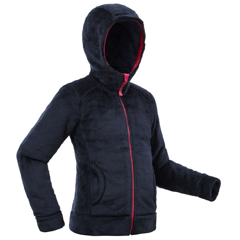 FLEECE PADDED & SOFTHELL JKT GIRL 7-15 Y Hiking - Forclaz 500 Children's Walking Jumper - Navy QUECHUA - Hiking Clothes