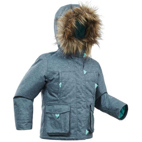 Modra vodoodporna pohodniška jakna SH500 U-WARM za otroke