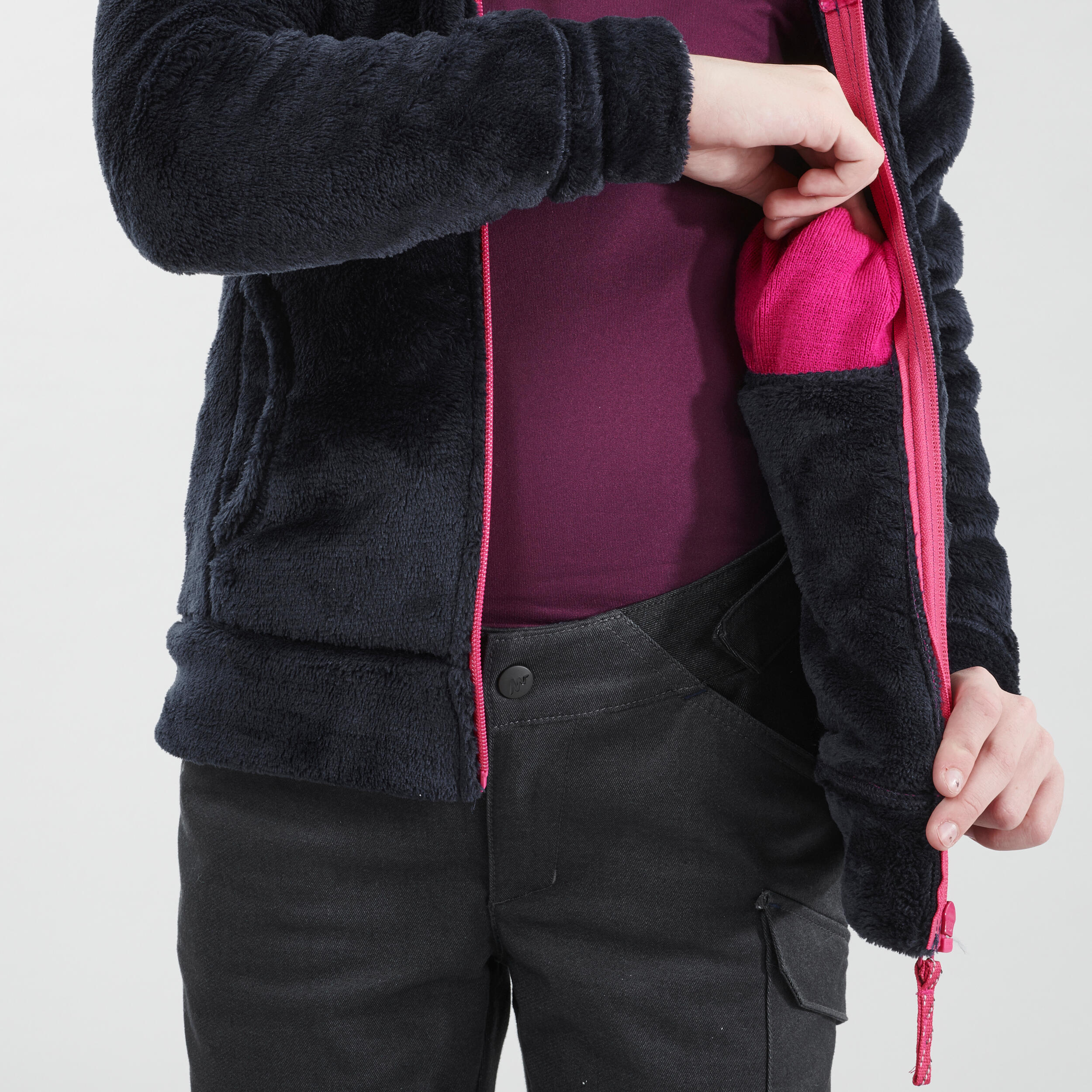Kids’ warm hiking fleece jacket NH500 - 7-15 years Zip - Navy Blue 8/11