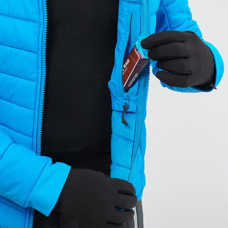 Crna jakna za planinarenje 3 u 1 SH500 X-WARM za dečake od 8 do 14 godina
