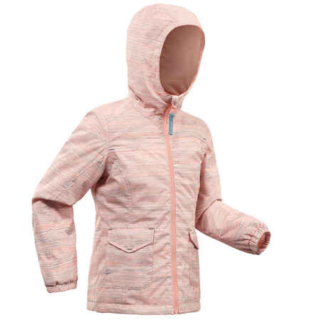 Rožnata vodoodporna pohodniška jakna SH100 WARM za otroke od 2 do 6 let