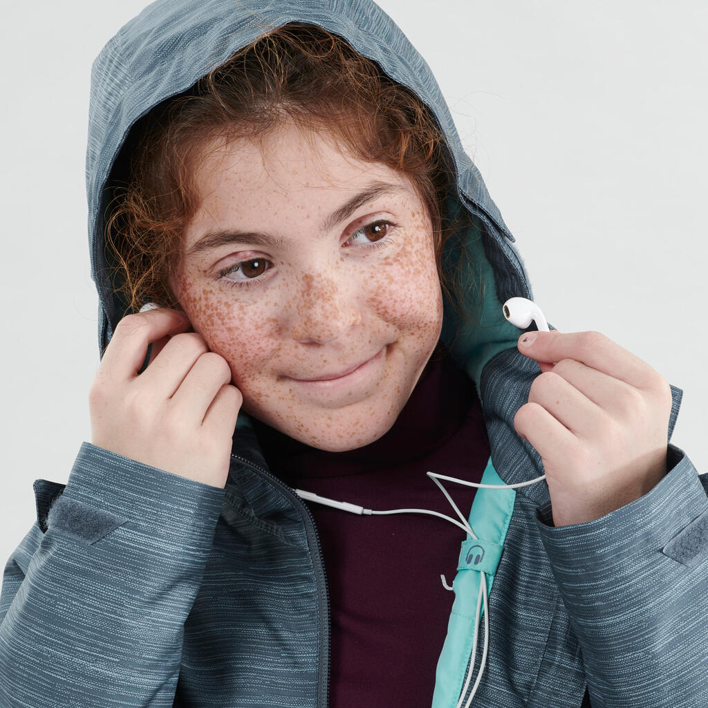 Winterjacke Winterwandern SH100 warm wasserdicht Kinder Mädchen 8–14 Jahre grau