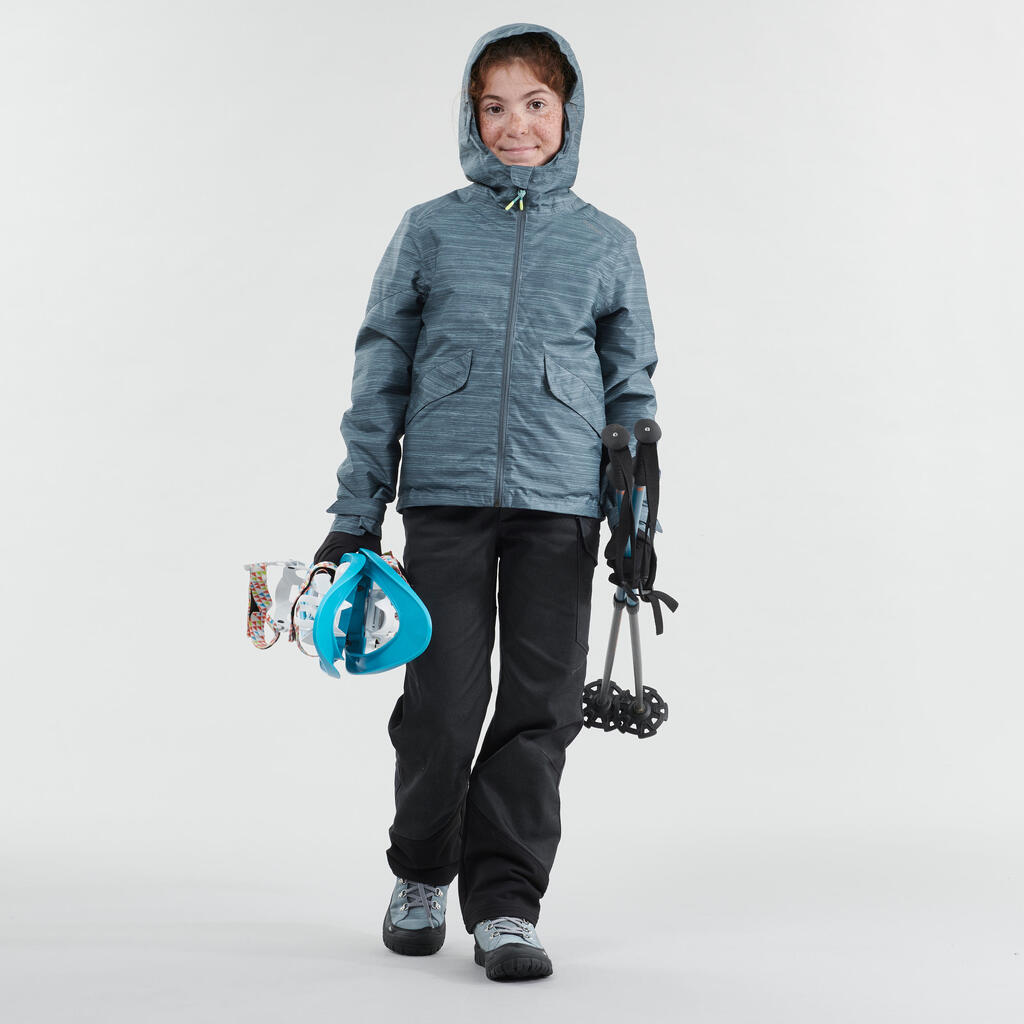Winterjacke Winterwandern SH100 warm wasserdicht Kinder Mädchen 8–14 Jahre grau