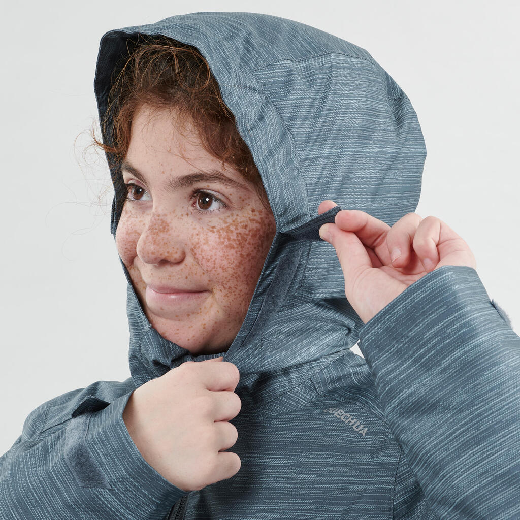 Winterjacke Winterwandern SH100 warm wasserdicht Kinder Mädchen 8–14 Jahre grau