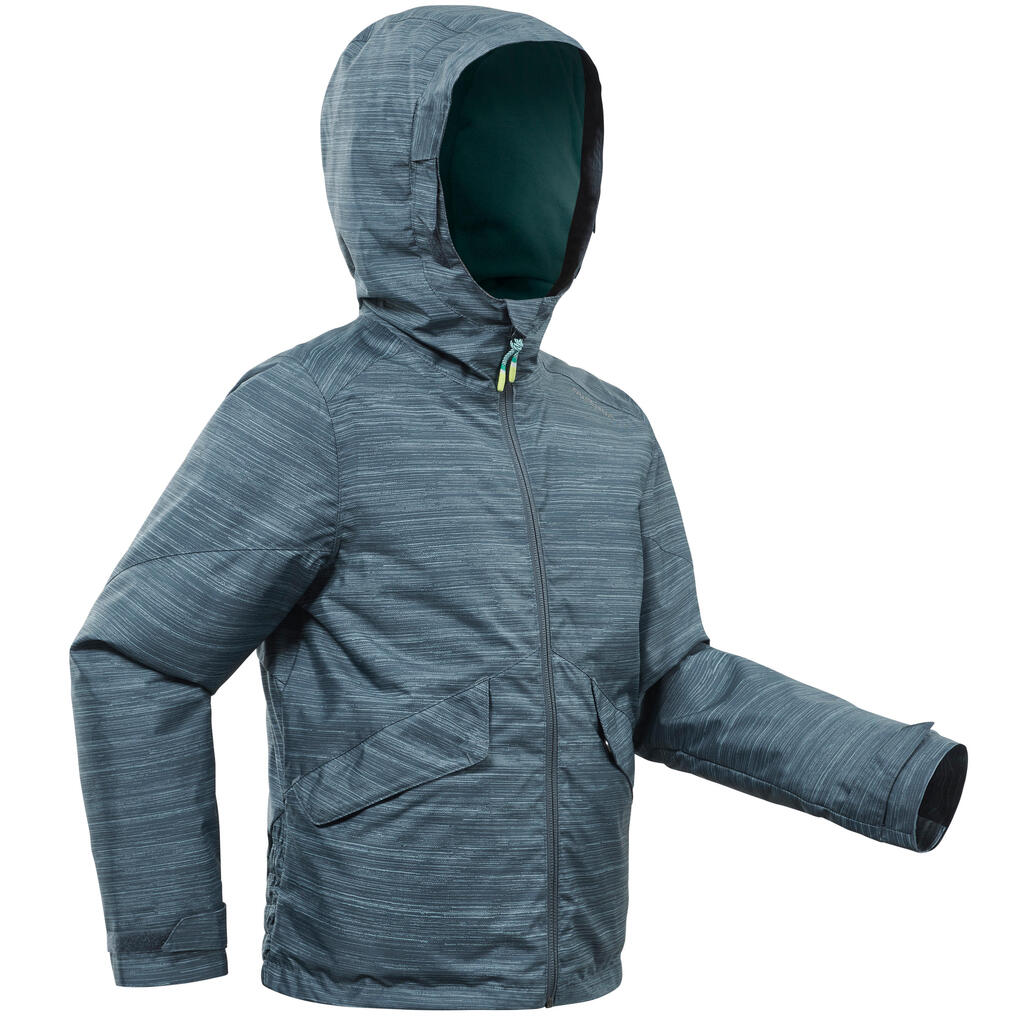 Winterjacke Winterwandern SH100 warm wasserdicht Kinder Mädchen 8–14 Jahre grau