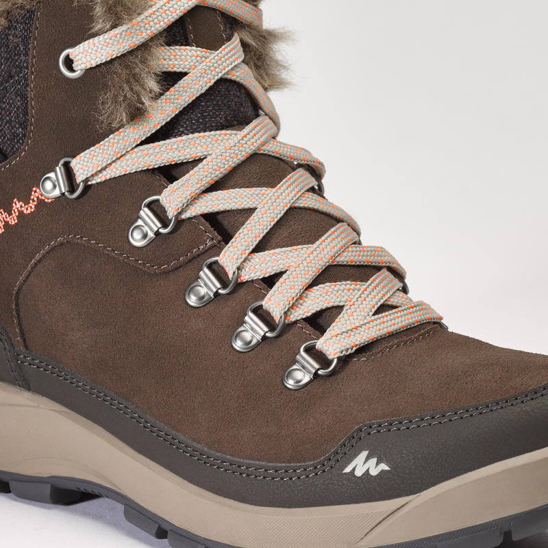 Women’s Warm and Waterproof Leather Hiking Boots - SH500 X-WARM