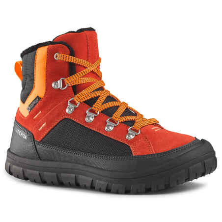 Cipele za planinarenje po snijegu SH500 Warm Mid na vezice dječje crvene