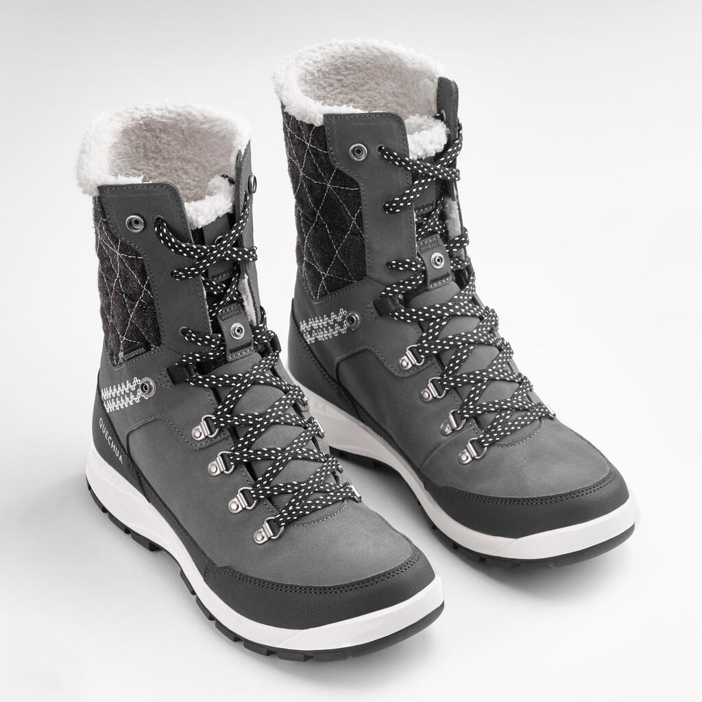 Winterschuhe Winterwandern SH500 Extra-Warm hoch Damen grau