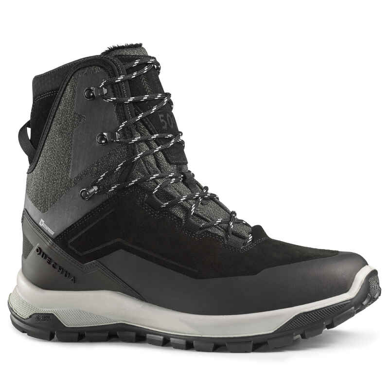 Winterschuhe Herren Leder hoch warm wasserdicht Winterwandern - SH900 schwarz