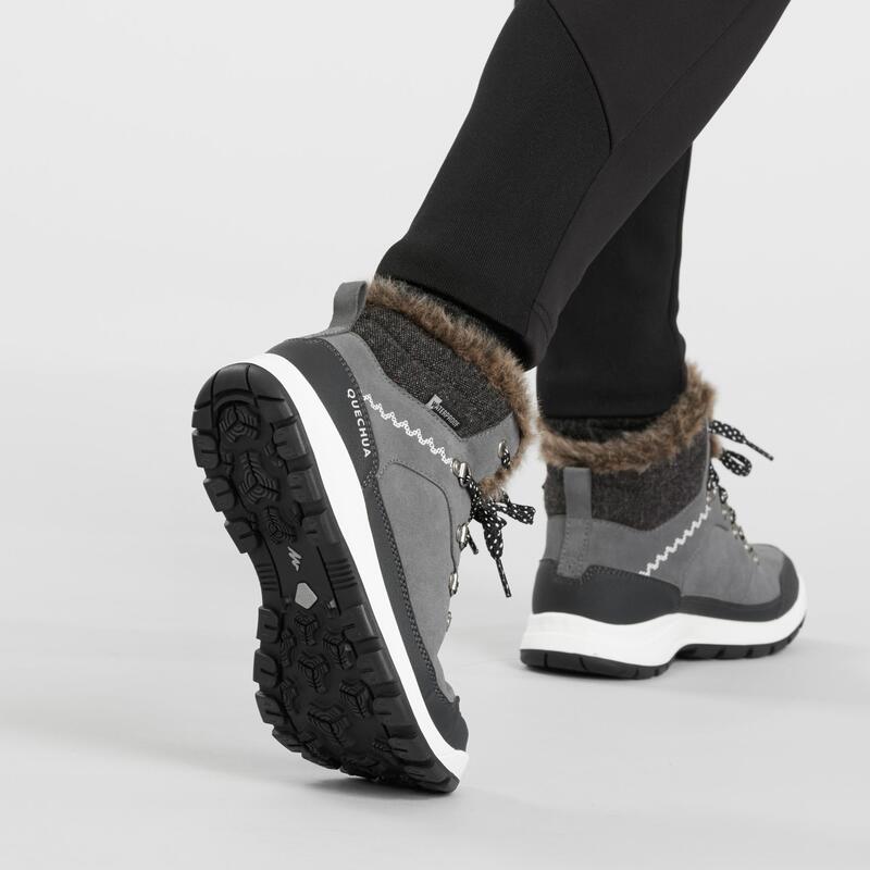 Chaussures en cuir chaudes imperméables de randonnée neige - SH900 Mid - Femme