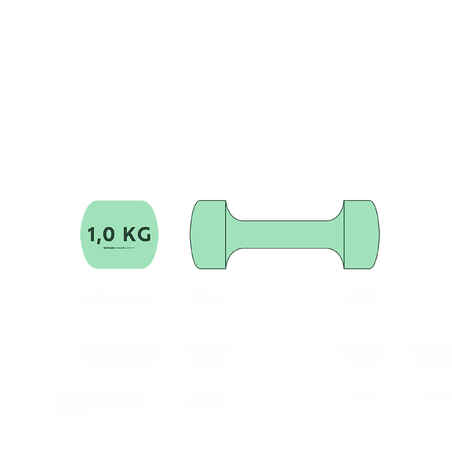זוג משקולות יד PVC משקל 1 ק"ג - ירוק