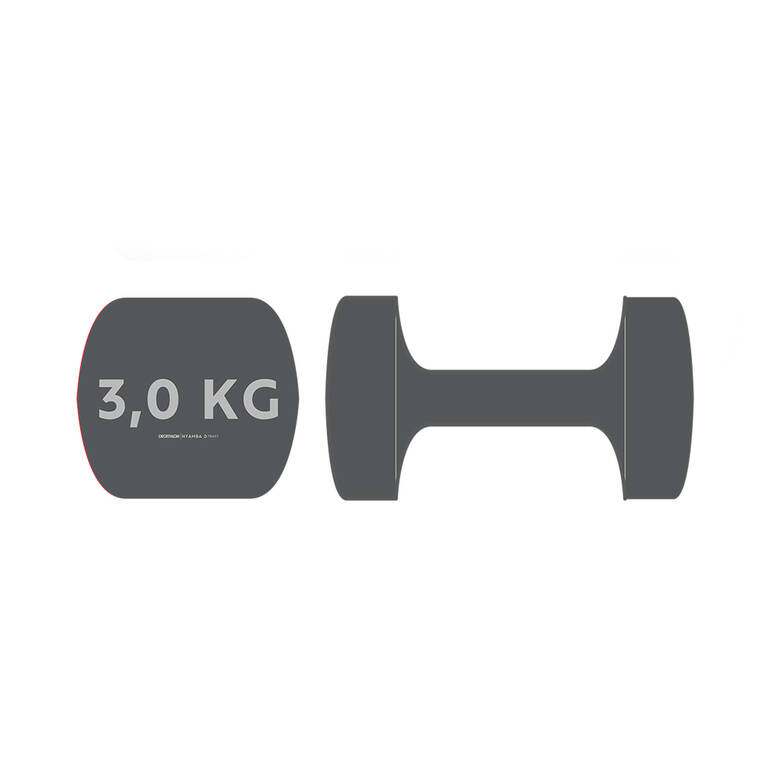 Fitness 3 kg Dumbbells Twin-Pack - Grey