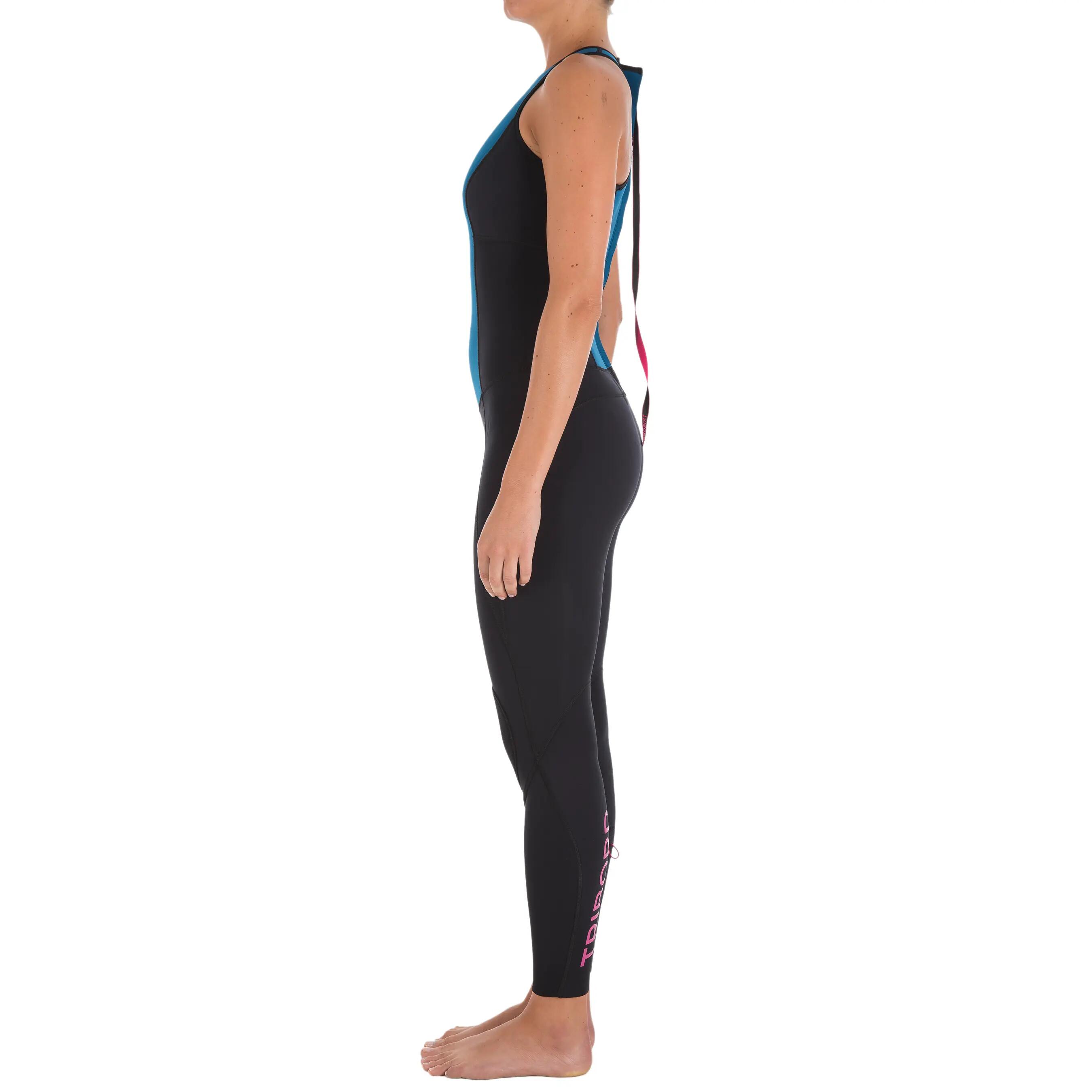 500 Women's Long Jane Tank Top Wetsuit - Blue/Pink 14/21