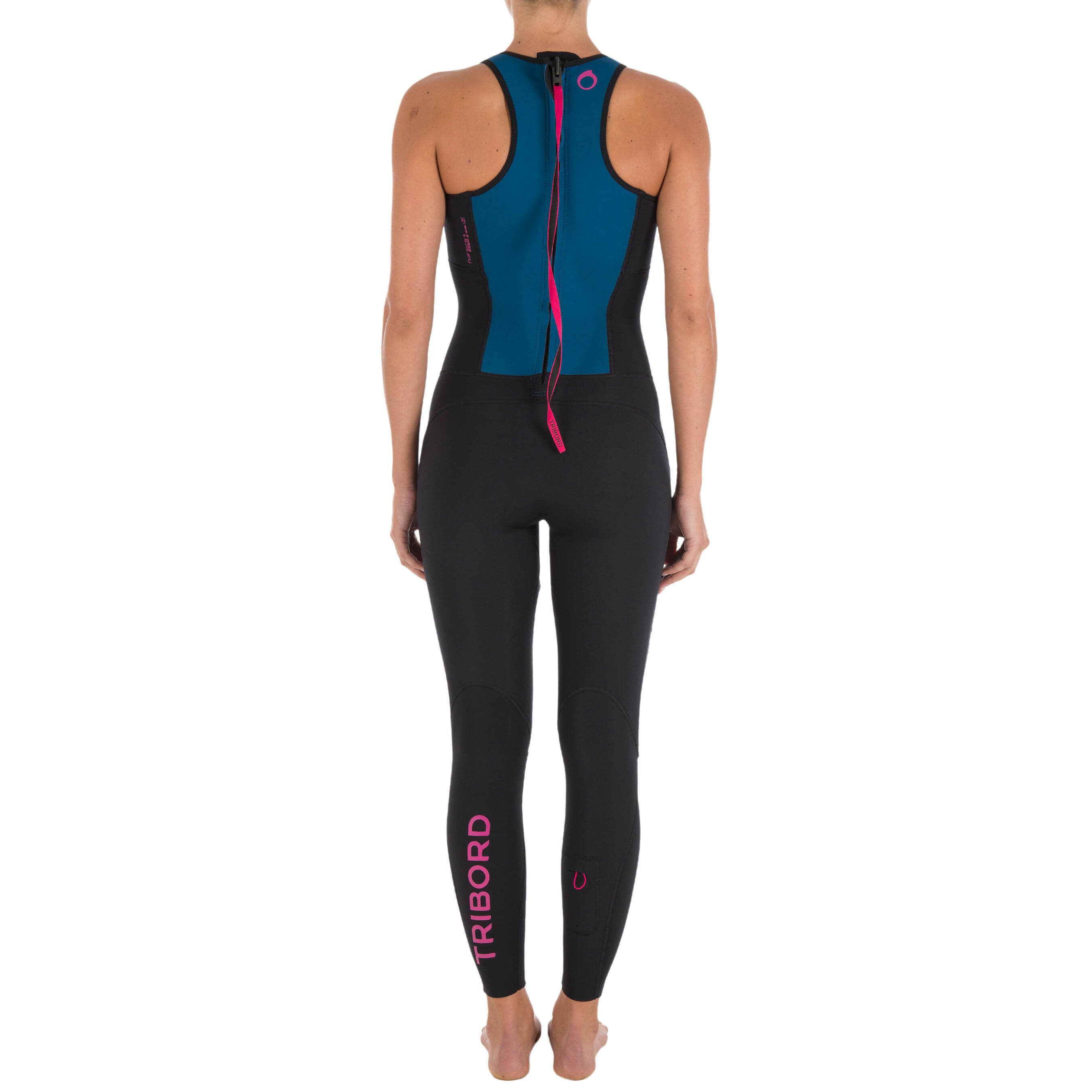 500 Women's Long Jane Tank Top Wetsuit - Blue/Pink 4/21