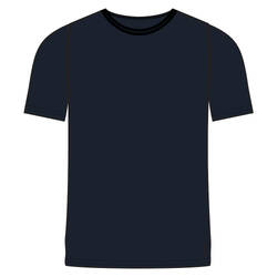 Men's Short-Sleeved Straight-Cut Crew Neck Cotton Fitness T-Shirt 500 Blue/Black