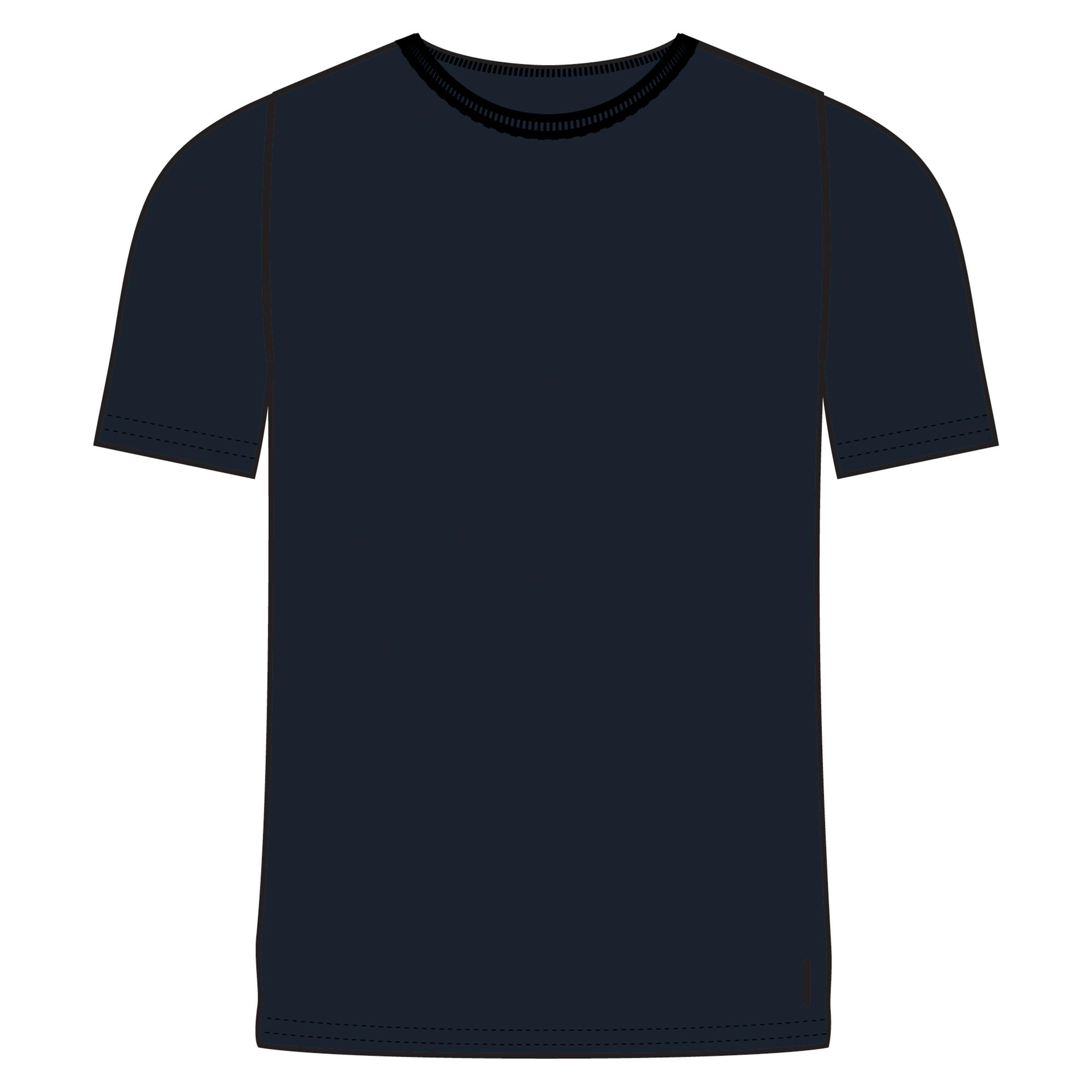 T-shirt de Ginástica e Pilates Decote Redondo em Algodão Homem 500 Azul/Preto 16/16