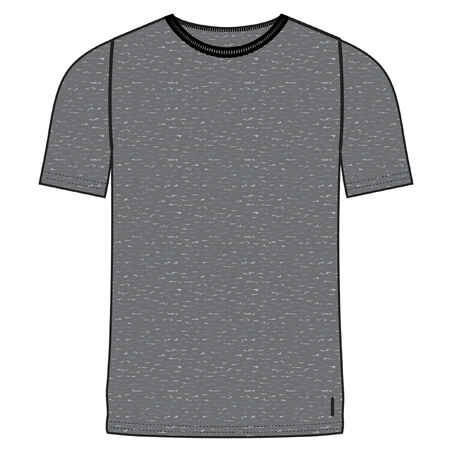 Men's Short-Sleeved Straight-Cut Crew Neck Cotton Fitness T-Shirt 500 Light Grey