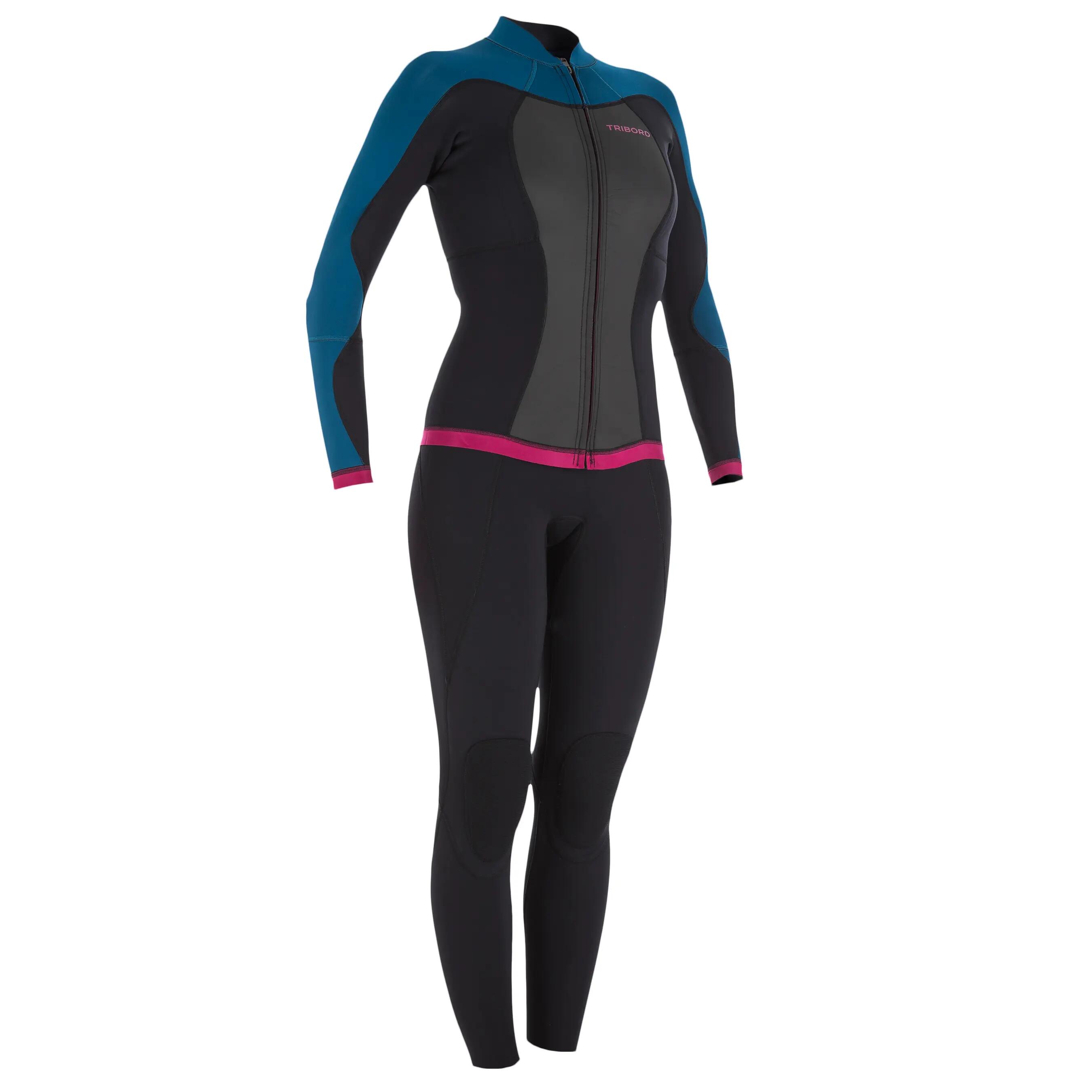 500 Women's Long Jane Tank Top Wetsuit - Blue/Pink 17/21