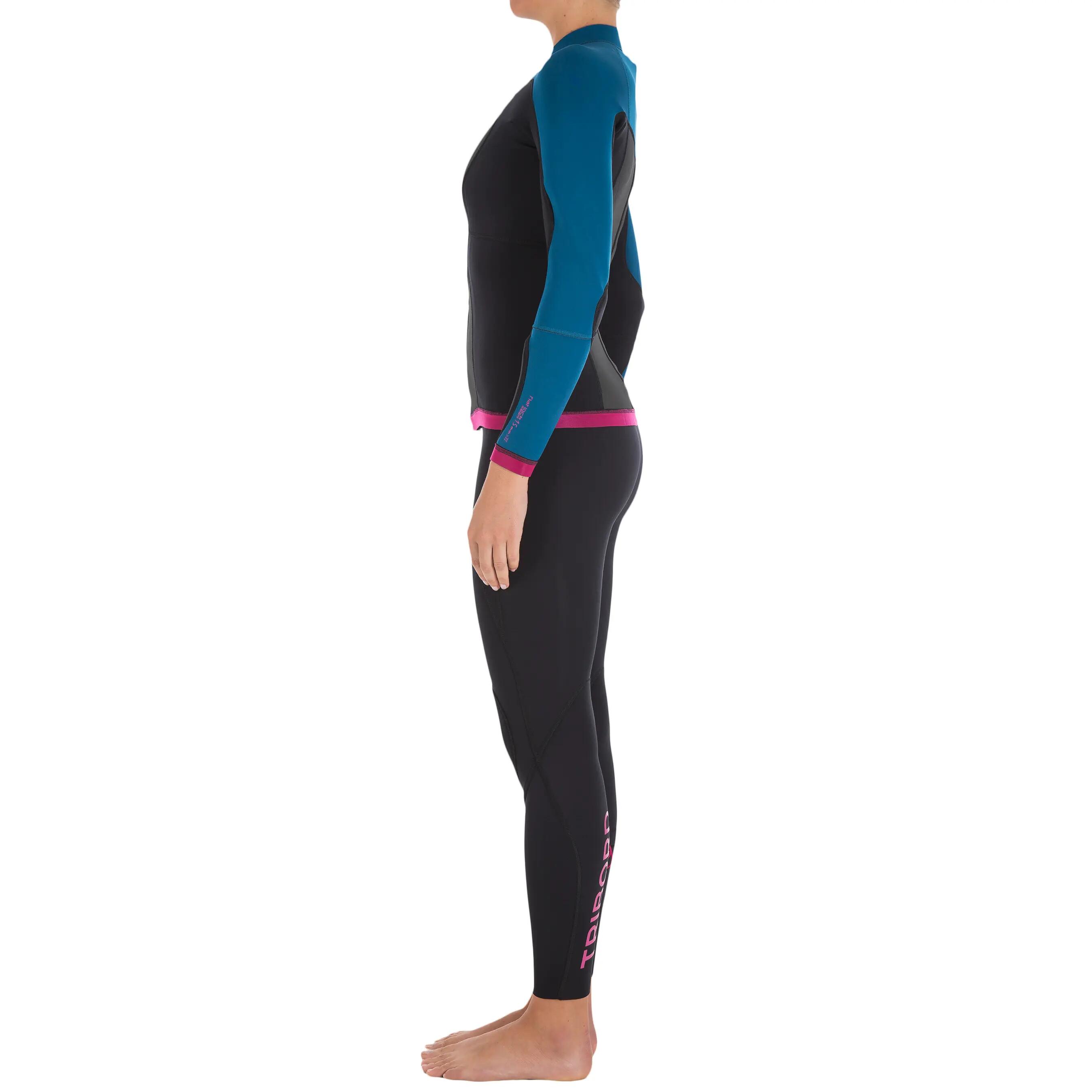 500 Women's Long Jane Tank Top Wetsuit - Blue/Pink 19/21