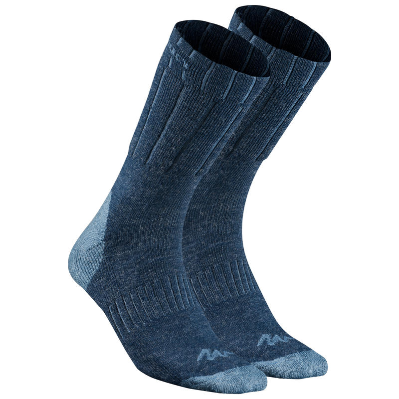 ถุงเท้าผู้ใหญ่ความยาวปานกลางสำหรับเดินป่ารุ่น SH100 (สีน้ำเงิน)