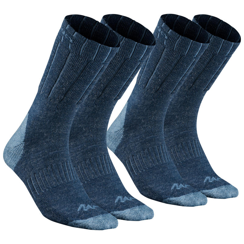 Chaussettes de randonnée neige adulte SH100 chaudes mi-hauteur bleues. Chaussettes de randonnée neige adulte SH100 chaudes mi-hauteur bleues.