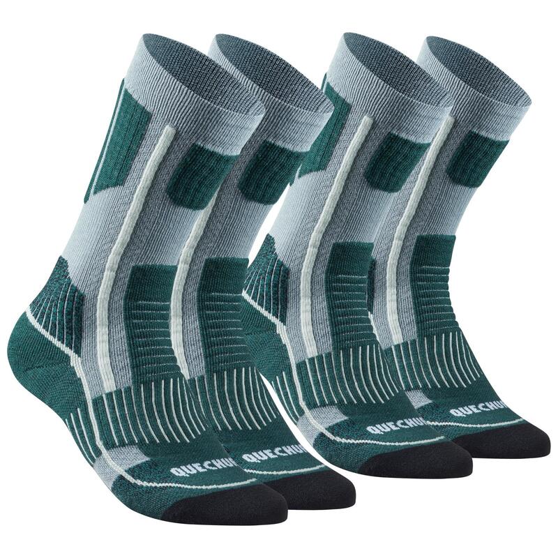 Calcetines Térmicos Trekking Montaña Adulto Quechua SH520 X-Warm Gris 2 Pares