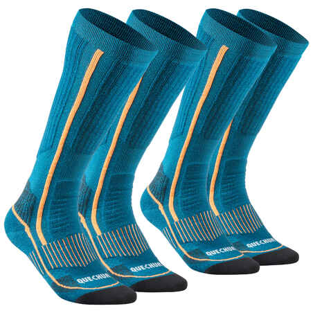 Turistické vysoké hrejivé ponožky SH520 X-Warm 2 páry modré
