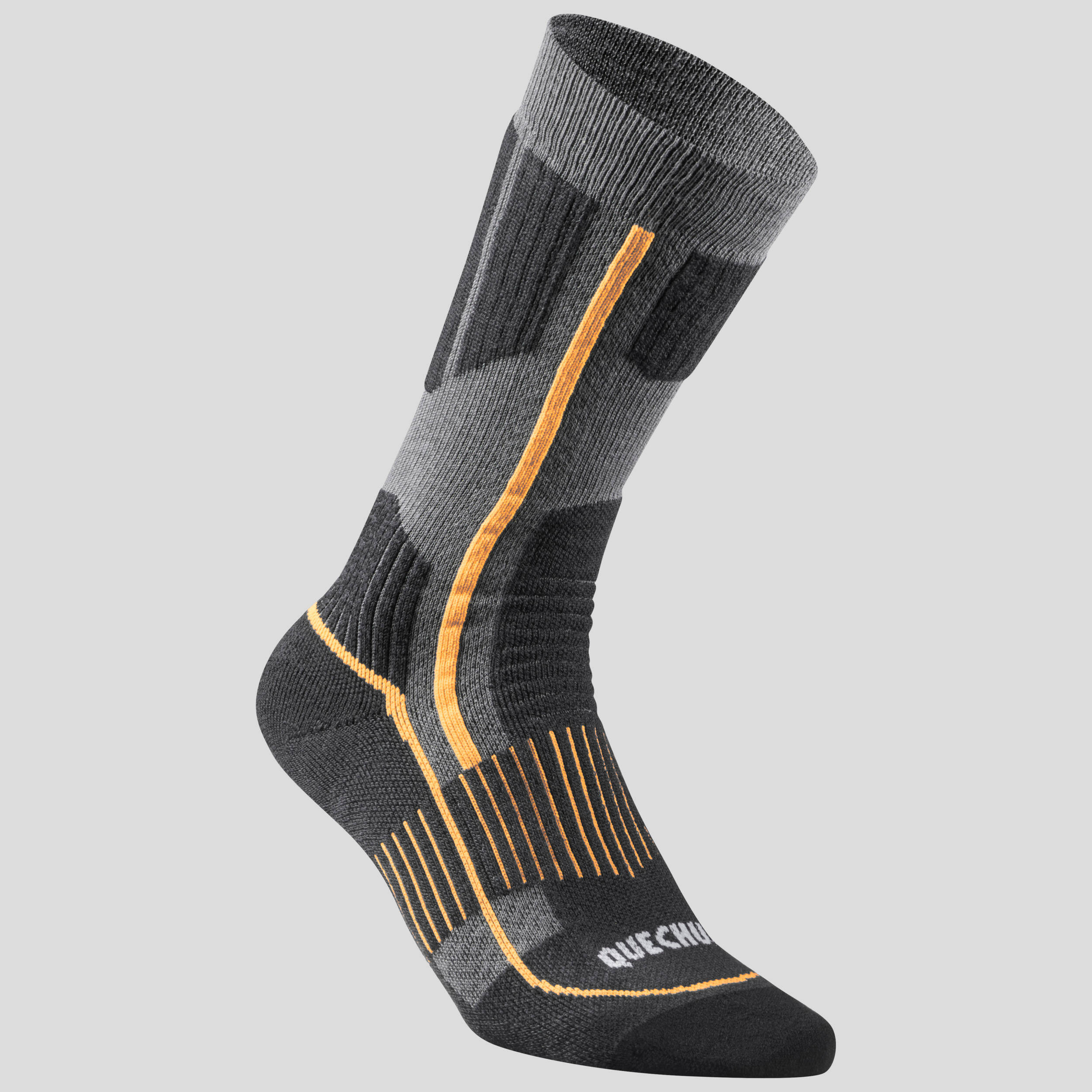 Unisex Woolen Winter Socks with Merino Wool & Silk 2 Pairs Grey - SH500 -  5